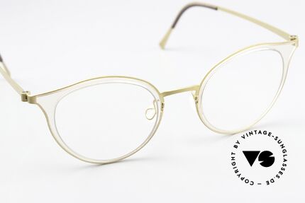 Lindberg 9728 Strip Titanium Cateye Brille Kristall Gold, ungetragenes Designerstück mit orig. Etui von Lindberg, Passend für Damen