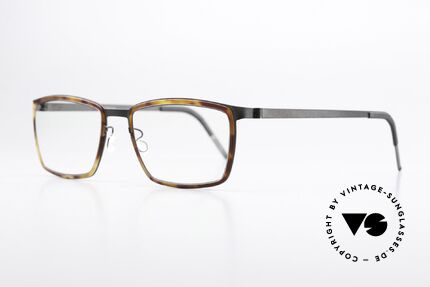 Lindberg 9711 Strip Titanium Sehr Markante Herrenbrille, interessante Farbkombination: anthrazit & schildpatt, Passend für Herren