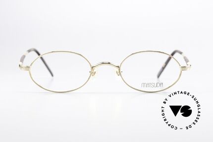 Matsuda 10116 Kleine Ovale Vintage Brille, kleine, ovale 90er Brille (ideal für größere Sehstärken), Passend für Herren und Damen