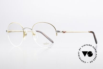 Bugatti 26668 Seltene 90er Panto Brille, mattgold/titanium und flexible Federgelenke, Passend für Herren