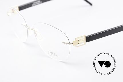 Bajazzo Uli 1 Randlosbrille Damen Herren, hier eine rahmenlose Unisex-Brille; schwarz & gold, Passend für Herren und Damen