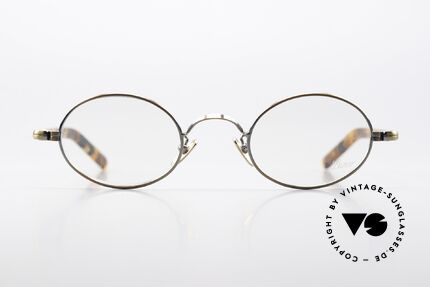 Lunor VA 100 Antik Gold Antik Bronze, ovale Edelstahl Fassung mit Acetat-Bügeln; unisex, Passend für Herren und Damen