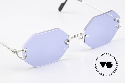 Cartier Rimless Octag Platinum Portofino Dekor, neue CR39 Gläser in blau-solid; für 100% UV Schutz, Passend für Herren und Damen