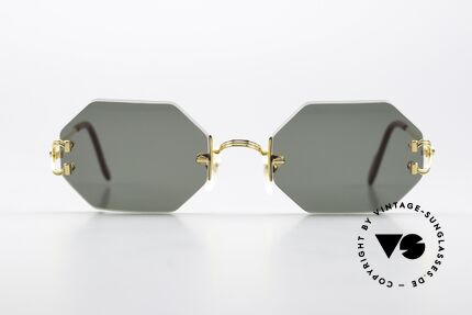 Cartier Rimless Octag Achteckige Sonnenbrille 90er, Portofino Modell mit neuen OCTAG Sonnengläsern, Passend für Herren und Damen