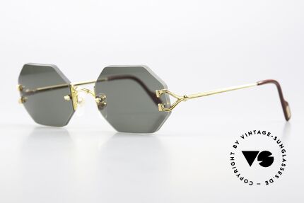 Cartier Rimless Octag Achteckige Sonnenbrille 90er, ORIGINAL, 20mm Brücke, M Größe (133mm Breite), Passend für Herren und Damen