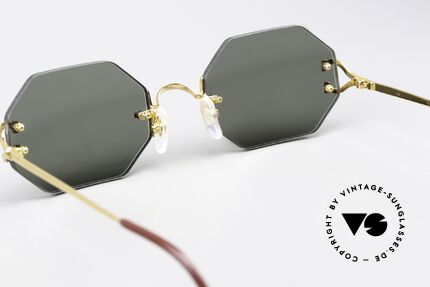 Cartier Rimless Octag Achteckige Sonnenbrille 90er, Customized = ein Einzelstück von unserem Optiker!, Passend für Herren und Damen