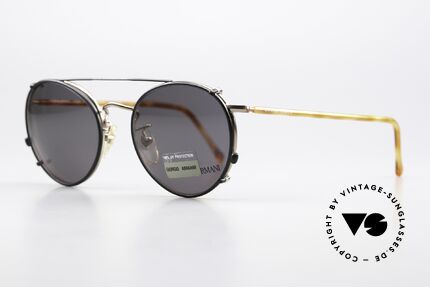 Giorgio Armani 138 Clip On Panto Vintage Brille, goldene Fassung; Gr. 49/20 mit schwarzem Clip-On, Passend für Herren und Damen