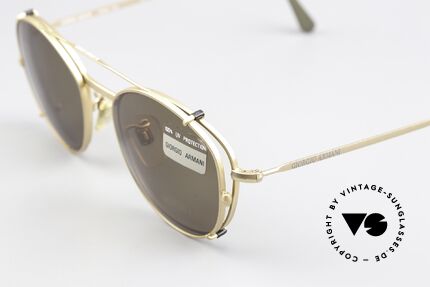 Giorgio Armani 203 Eckige 80er Brille Mit SunClip, genial als Korrektionsbrille & Sonnenbrille nutzbar, Passend für Herren und Damen