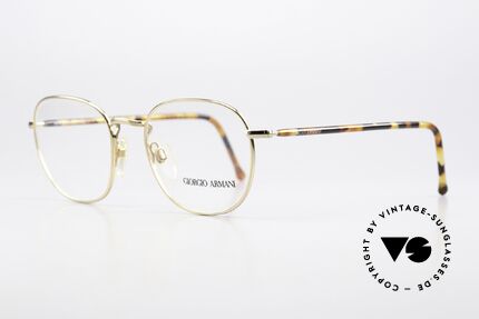 Giorgio Armani 162 Klassische 90er Panto Brille, vergoldete Rahmenfront mit Bügeln in "Schildpatt", Passend für Herren und Damen