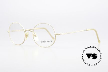 Giorgio Armani 134 Vintage Brille Zeitlos Rund, mattgoldener Rahmen mit vielen kleinen Gravuren, Passend für Herren und Damen