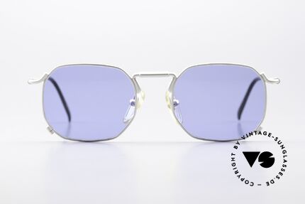 Jean Paul Gaultier 55-8175 Eckige 90er Brille Unisex, extrem hochwertige Fassung; mattsilber, Gr. 50/19, Passend für Herren und Damen