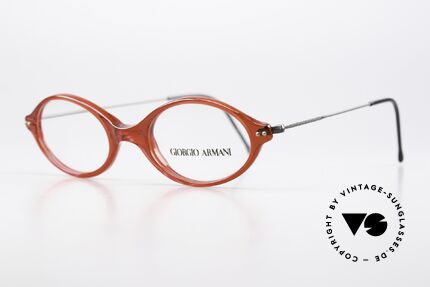 Giorgio Armani 378 Unisex 90er Brille Oval Small, Kunststoff-Front mit fein verzierten Draht-Bügeln, Passend für Herren und Damen