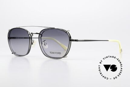 Tom Ford TF5335 Designerbrille Mit Clip On, interessante Rahmenfarbe (ruthenium / gunmetal), Passend für Herren und Damen