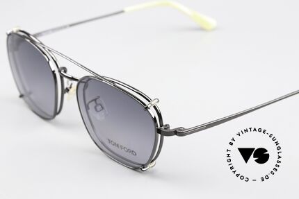 Tom Ford TF5335 Designerbrille Mit Clip On, eckiges Panto-Design mit praktischem Sonnen-Clip, Passend für Herren und Damen