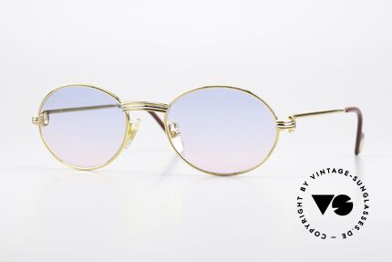 Cartier Saint Honore Sonnengläser Baby-Blau Pink, ovale vintage Cartier Sonnen-Brille von circa 1998, Passend für Herren und Damen