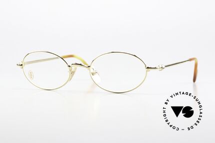 Cartier Filao - S Kleine Ovale 90er Brille 22kt, ovale Cartier Brillenfassung, S Größe 47/19, 130, Passend für Herren und Damen