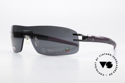 Tag Heuer L-Type 0452 Alligator-Leder Sonnenbrille, Farbe 03 = Anthracite Ceramic / Purple Leather, Passend für Herren