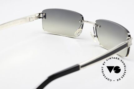 Fred Hawai F1 Eckige Sonnenbrille Randlos, die Sonnengläser in grau-Verlauf sind leicht verspiegelt, Passend für Herren