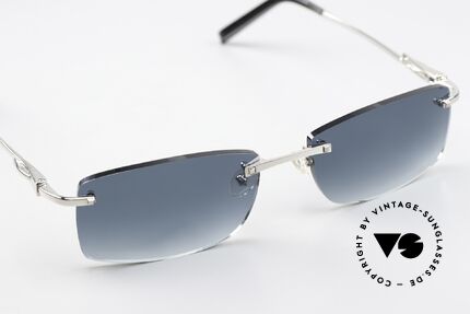 Fred Cayman F6 Luxus Sonnenbrille Eckig, Mini-Abdruck des Original-Etikettes auf rechtem Glas, Passend für Herren