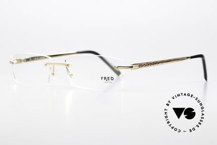 Fred Jamaique F4 Randlose Luxus Brille Eckig, randlose Herrenbrille mit Federscharnieren, Gr. 57/18, Passend für Herren