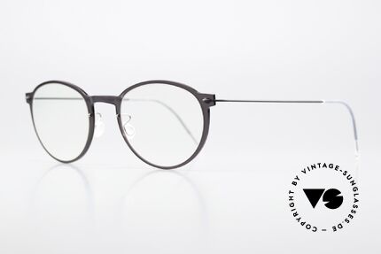 Lindberg 6527 NOW Panto Rund Designerbrille, halbdurchlässige Rahmenfront in einer Art Grau-Violett, Passend für Herren und Damen