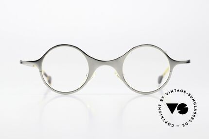 L.A. Eyeworks Steincrump Kleine Runde Brille Von 1998, handgefertigt, mit den charakteristischen Bügelenden, Passend für Herren und Damen