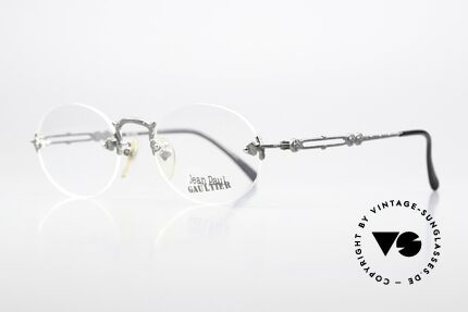 Jean Paul Gaultier 55-4172 Randlose Designerbrille 90er, ein Designerstück eben; Größe 50/20, in antik-silber, Passend für Herren und Damen