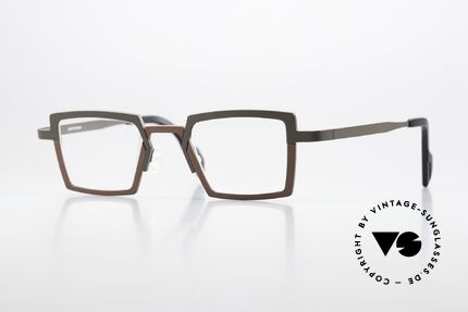 Theo Belgium Splitting Bamboo Pure Titanium Vintage Brille, THEO Designerbrille aus der "Kamasutra" Serie, Passend für Herren