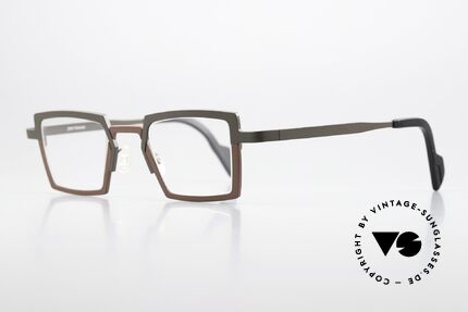 Theo Belgium Splitting Bamboo Pure Titanium Vintage Brille, sehr hochwertig (Titanium-Rahmen) und bicolor, Passend für Herren