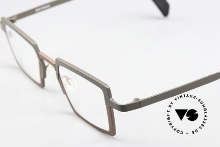 Theo Belgium Splitting Bamboo Pure Titanium Vintage Brille, Größe 45-24; color 364 (schwarz & dunkelbraun), Passend für Herren