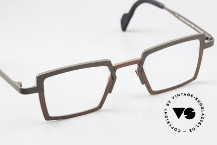 Theo Belgium Splitting Bamboo Pure Titanium Vintage Brille, ungetragen (wie alle unsere vintage Theo Brillen), Passend für Herren