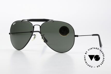 Ray Ban Outdoorsman II G15 Black Chrome Edition, legendäre Ray-Ban USA B&L Pilotensonnenbrille, Passend für Herren