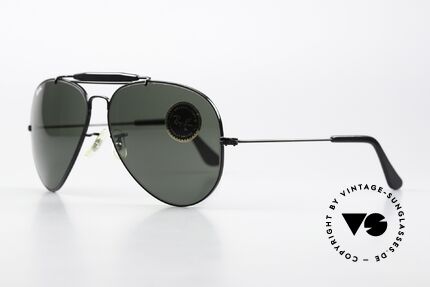 Ray Ban Outdoorsman II G15 Black Chrome Edition, die vintage Pilotenbrille Größe 62/14; Bez. L2114, Passend für Herren