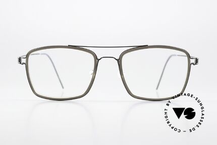 Lindberg Oscar Air Titan Rim Markant Eckige Herrenbrille, Modell Oscar; Gr. 53-20, 145; col. U9 gräulich/schwarz, Passend für Herren