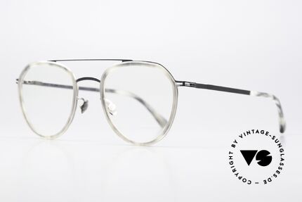 Mykita Jarmo Azetat Inlays In Horn Optik, col 989: silber; Azetat ähnelt grauem Hornmaterial, Passend für Herren und Damen