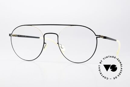 Mykita Minttu Unisex Brille Gold Jetblack, Mykita Brille, Modell LITE Minttu, Gr. 49-20, col 167, Passend für Herren und Damen