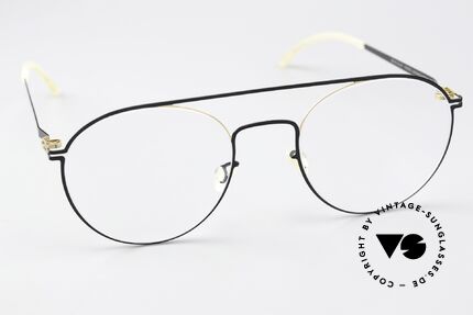 Mykita Minttu Unisex Brille Gold Jetblack, genial flexible Brillenfassung: eine Größe passt allen, Passend für Herren und Damen