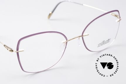 Silhouette 5500 Damenbrille Violett Rose, ungetragen von 2017; minimalistisch und doch edel, Passend für Damen