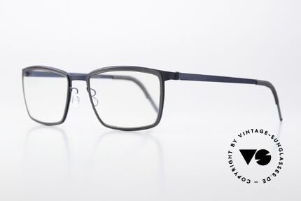 Lindberg 9711 Strip Titanium Sehr Markante Herrenbrille, interessante Farbkombination: anthrazit & dunkelblau, Passend für Herren