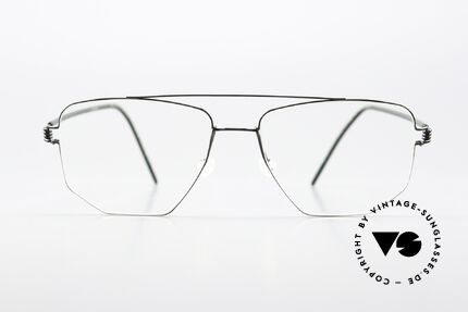 Lindberg Edwin Air Titan Rim Sehr Maskuline Brillenform, Modell Edwin, Gr. 53-16, 145, col PU9: schwarz poliert, Passend für Herren