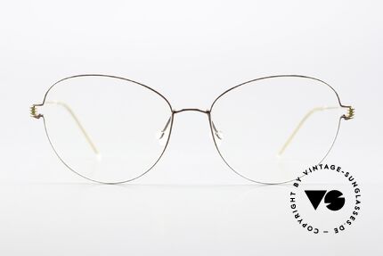 Lindberg Lene Air Titan Rim Sehr Weibliche Brillenform, weibliches Brillendesign "Lene" in shiny gold / bronze, Passend für Damen