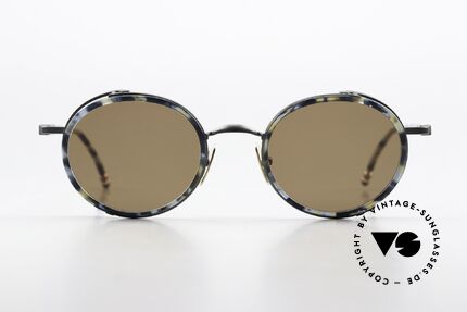 Thom Browne TBS813 Stilvolle Runde Sonnenbrille, Titanium-Fassung mit Azetat-Ringen, in Größe 49-23, Passend für Herren