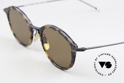 Thom Browne TBS908 Stilvolle Panto Sonnenbrille, entspiegelte Sonnengläser in Braun-Tönung, 100% UV, Passend für Herren