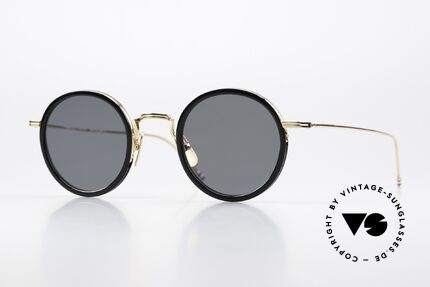 Thom Browne TBS906 Stilvolle Runde Sonnenbrille, Thom Browne Sonnenbrille, TBS906-46-01, BLK GLD, Passend für Herren