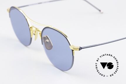 Thom Browne TB903 Titansonnenbrille Halbrand, Sonnengläser in marineblau, mit 100% UV Protection, Passend für Herren