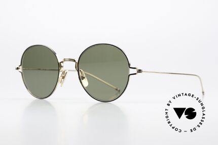 Thom Browne TBS915 Stilvolle Panto Sonnenbrille, entspiegelte grüne Sonnengläser mit 100% UV Schutz, Passend für Herren