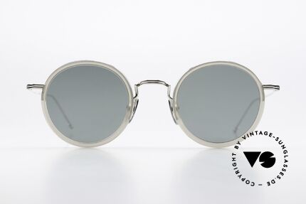 Thom Browne TBS906 Sonnenbrille Rund Entspiegelt, Titanium-Fassung mit Azetat-Ringen, in Größe 46-25, Passend für Herren