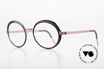 Lindberg 9732 Strip Titanium Violett Metallic Schwarz, wunderschöne Damen-Brillenfassung mit Inner-Rims, Passend für Damen