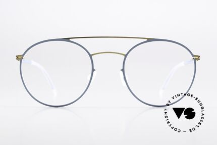 Mykita Dagur Damenbrille Gold Blaugrau, runde Brille der LITE-Kollektion; 2015-2018 gefertigt, Passend für Damen