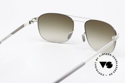 Mykita Paco Sonnenbrille In Shiny Silver, Sonnengläser (100% UV) können auch ersetzt werden, Passend für Herren